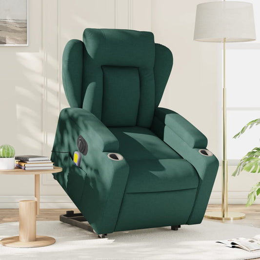 Sta-op-massagestoel elektrisch verstelbaar stof donkergroen is nu te koop bij PeponiXL, paradijselijk wonen!