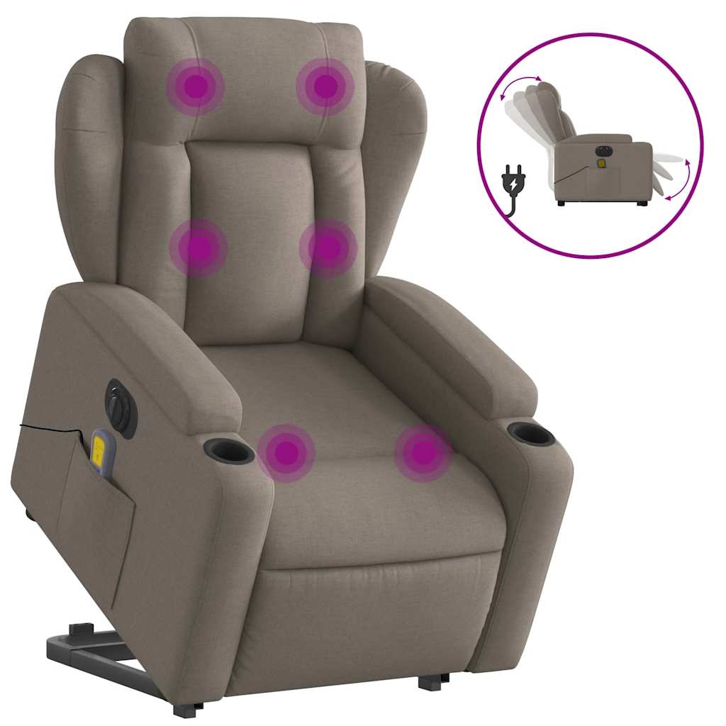 Sta-op-massagestoel elektrisch verstelbaar stof taupe is nu te koop bij PeponiXL, paradijselijk wonen!