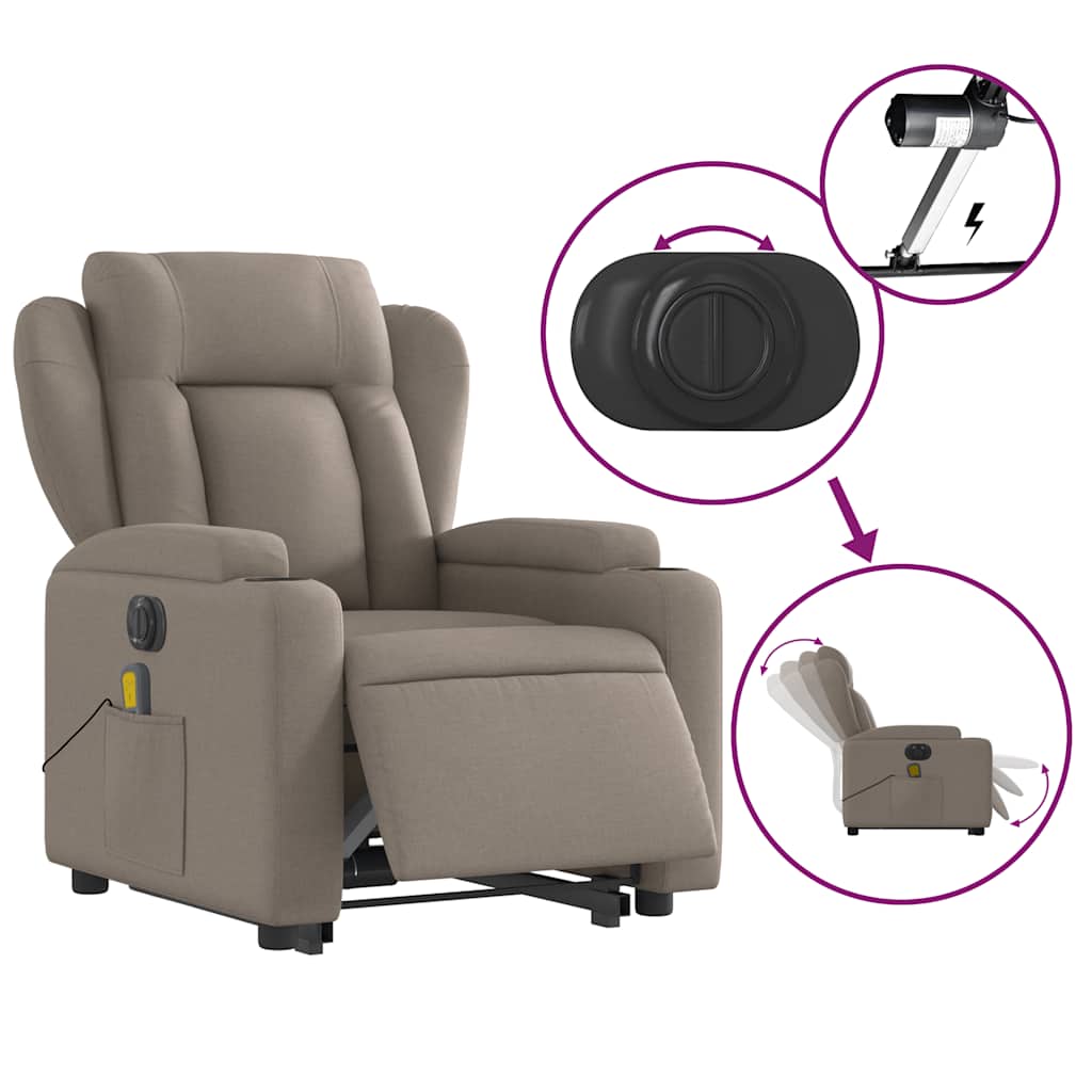 Sta-op-massagestoel elektrisch verstelbaar stof taupe is nu te koop bij PeponiXL, paradijselijk wonen!