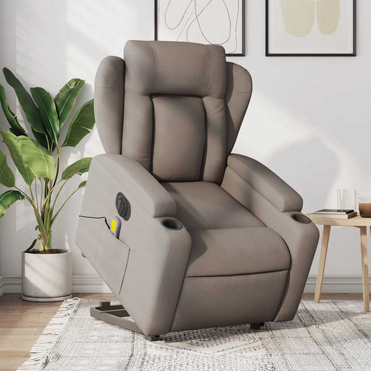 Sta-op-massagestoel elektrisch verstelbaar stof taupe is nu te koop bij PeponiXL, paradijselijk wonen!