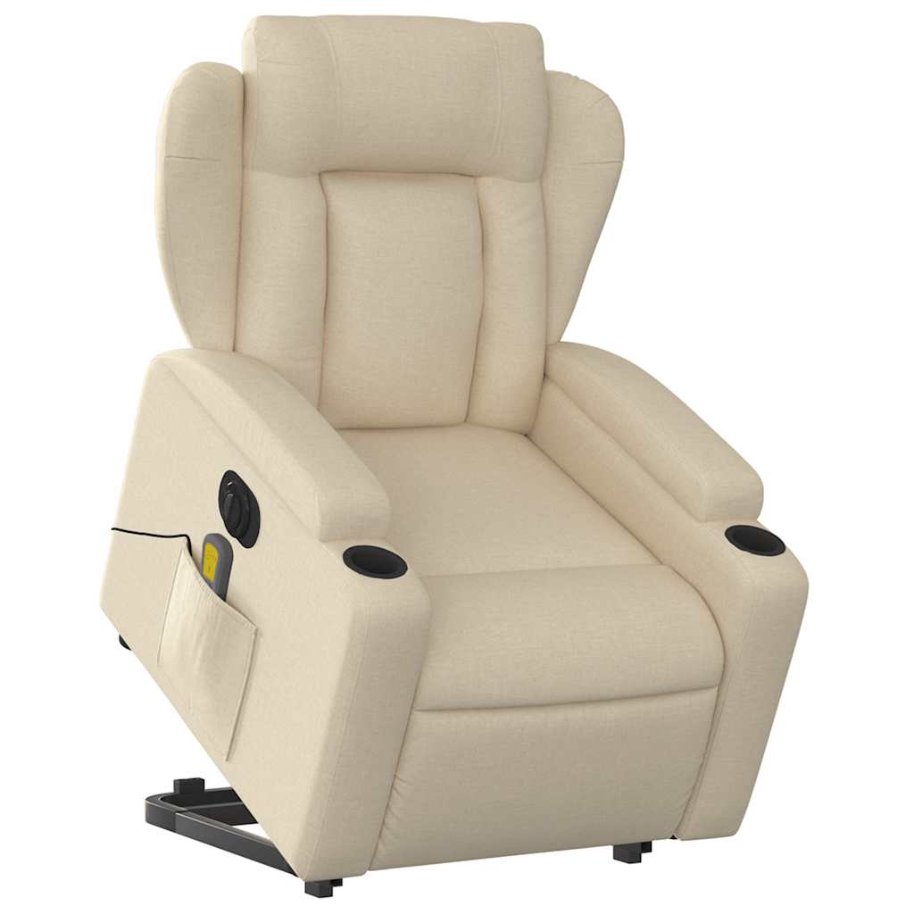 Sta-op-massagestoel elektrisch verstelbaar stof crèmekleurig is nu te koop bij PeponiXL, paradijselijk wonen!