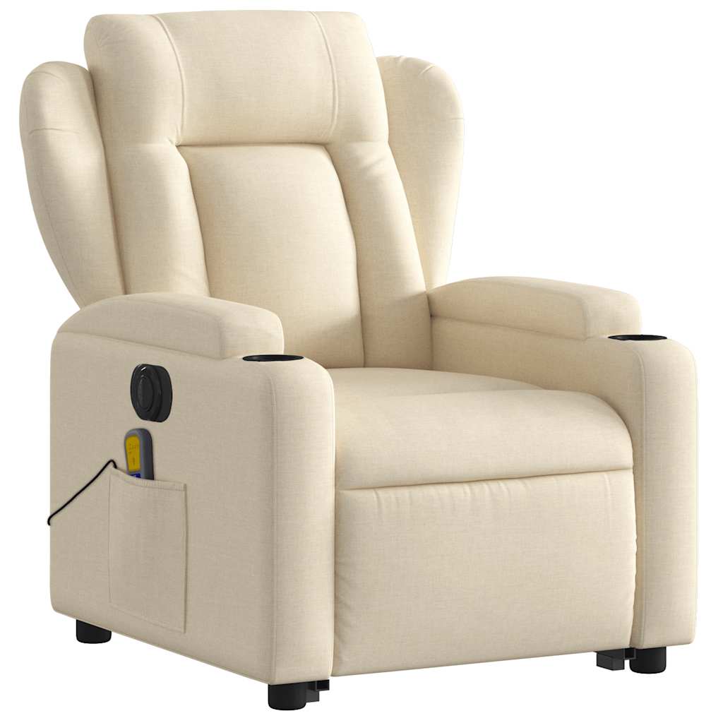 Sta-op-massagestoel elektrisch verstelbaar stof crèmekleurig is nu te koop bij PeponiXL, paradijselijk wonen!