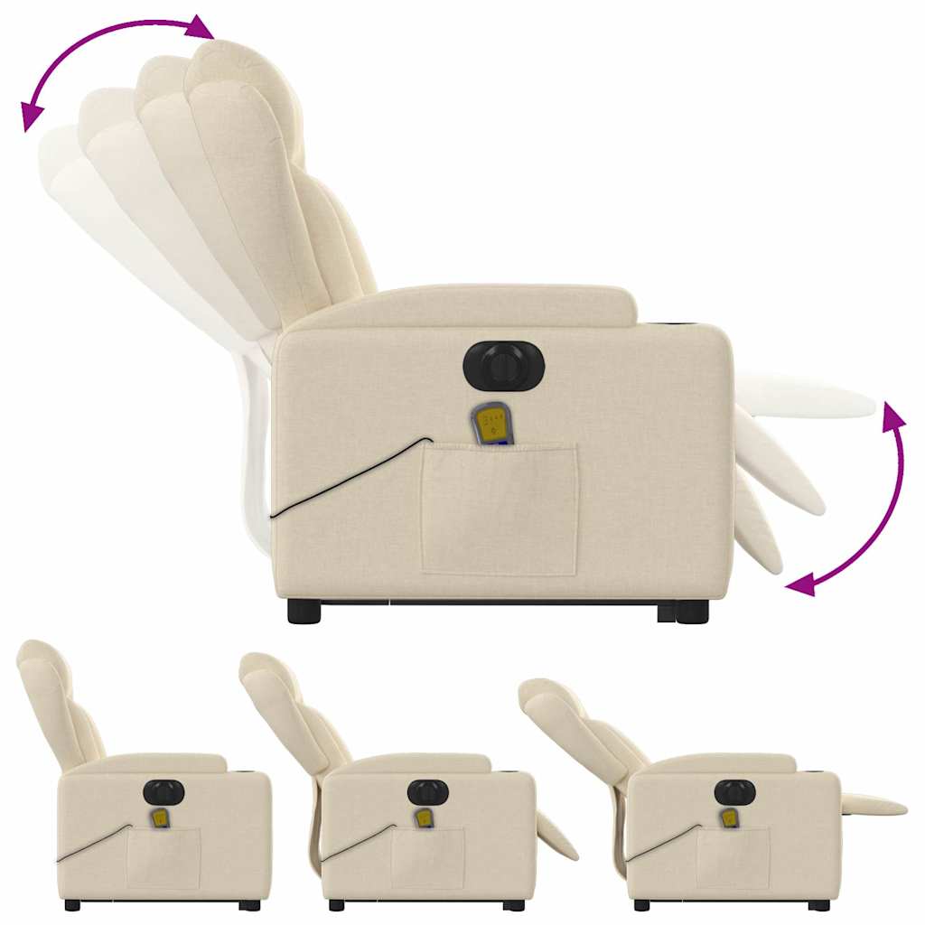 Sta-op-massagestoel elektrisch verstelbaar stof crèmekleurig is nu te koop bij PeponiXL, paradijselijk wonen!