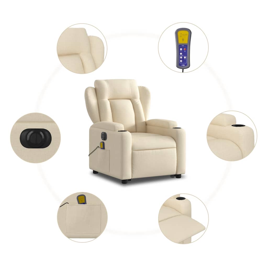 Sta-op-massagestoel elektrisch verstelbaar stof crèmekleurig is nu te koop bij PeponiXL, paradijselijk wonen!