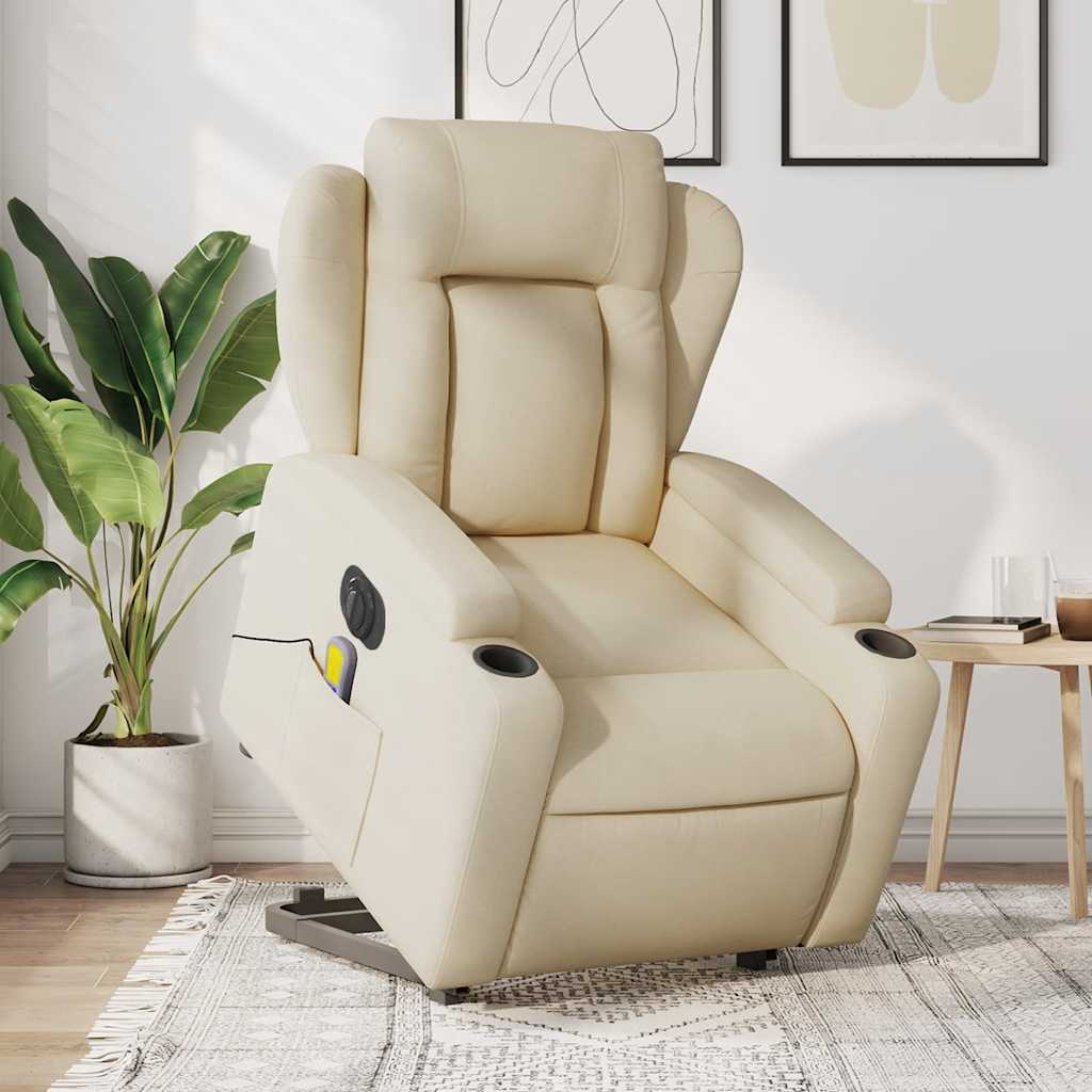 Sta-op-massagestoel elektrisch verstelbaar stof crèmekleurig is nu te koop bij PeponiXL, paradijselijk wonen!