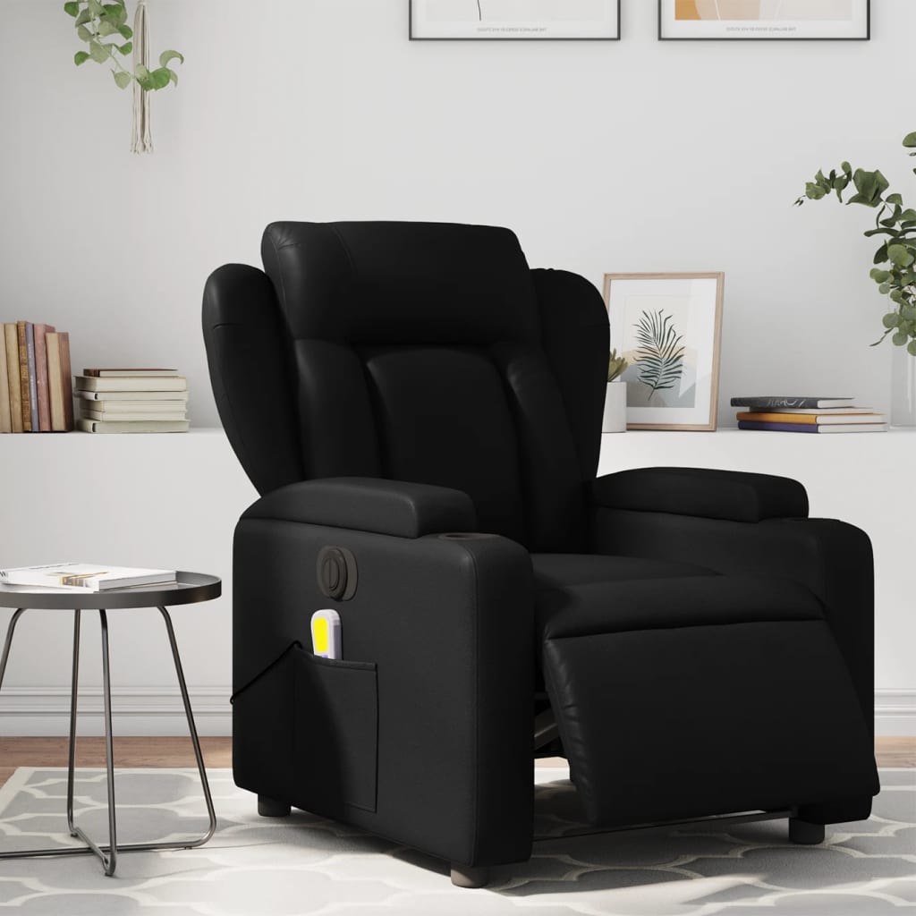 Massagestoel verstelbaar elektrisch kunstleer zwart is nu te koop bij PeponiXL, paradijselijk wonen!