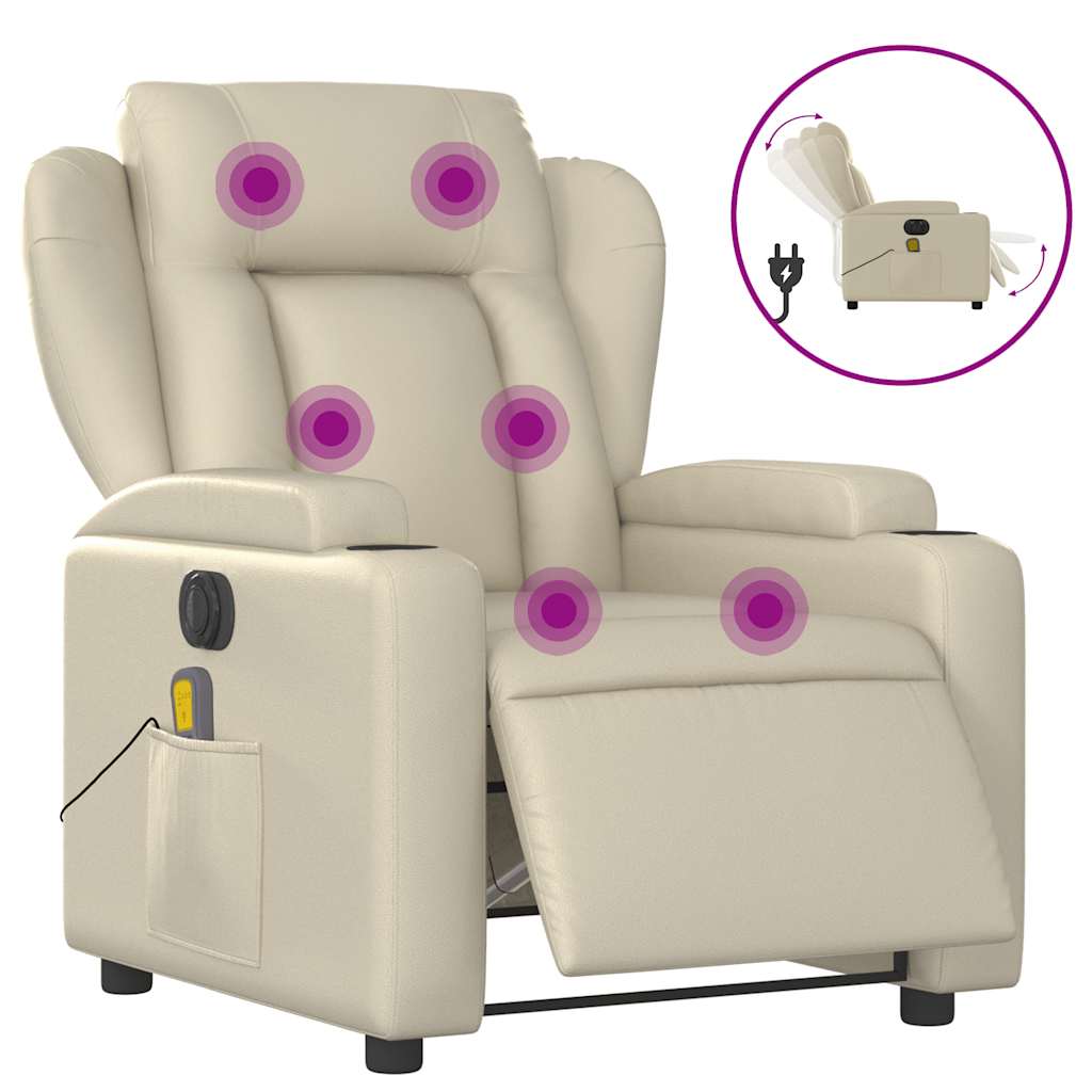 Massagestoel verstelbaar elektrisch kunstleer crèmekleurig is nu te koop bij PeponiXL, paradijselijk wonen!