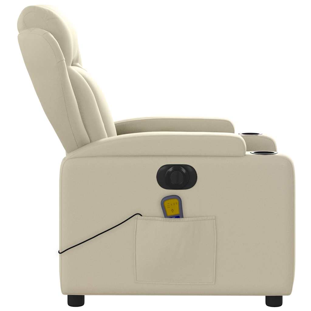 Massagestoel verstelbaar elektrisch kunstleer crèmekleurig is nu te koop bij PeponiXL, paradijselijk wonen!