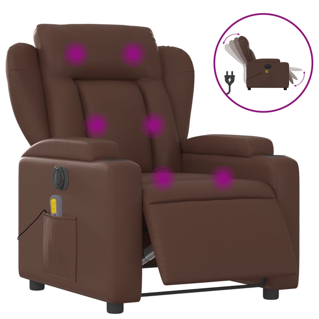 Massagestoel verstelbaar elektrisch kunstleer bruin is nu te koop bij PeponiXL, paradijselijk wonen!