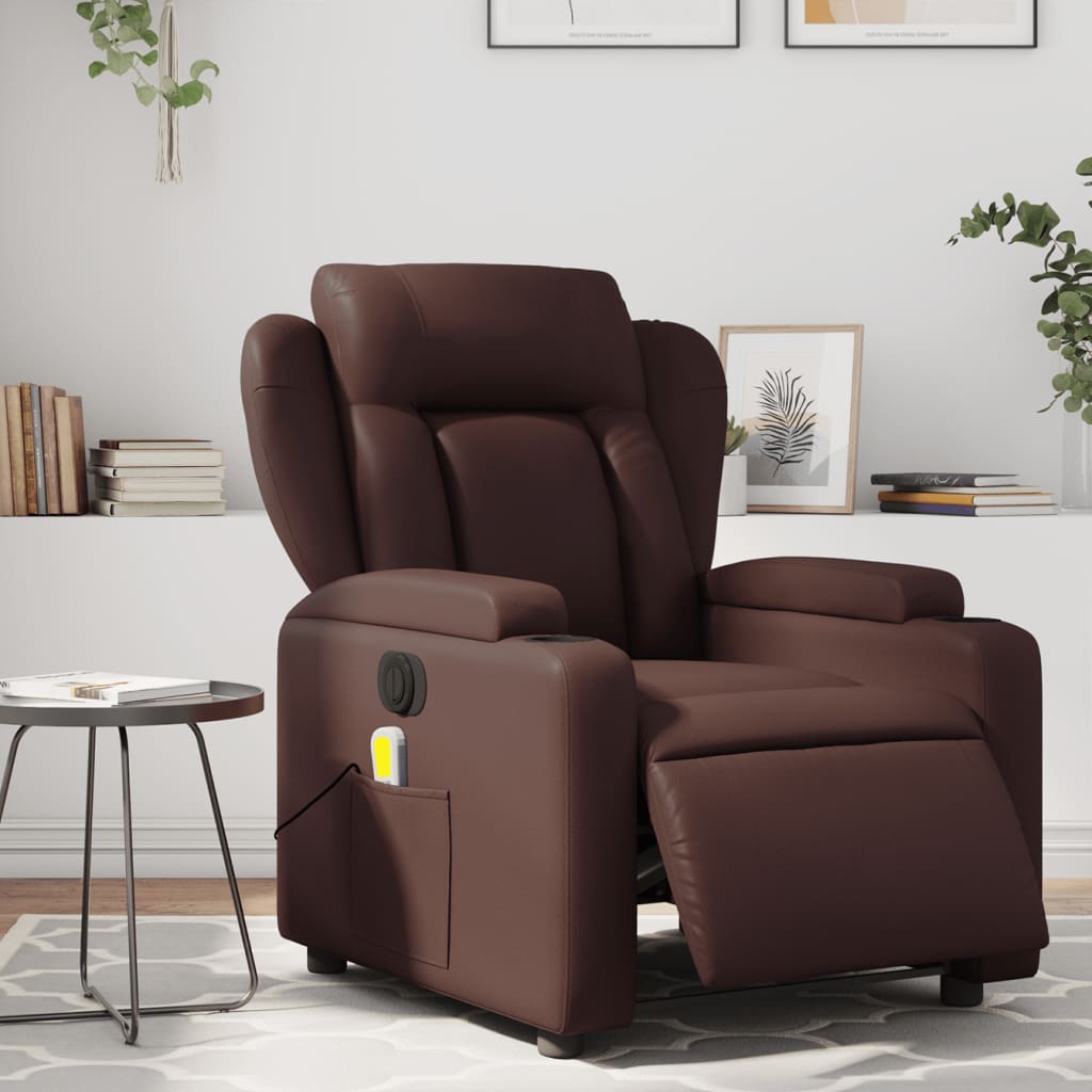 Massagestoel verstelbaar elektrisch kunstleer bruin is nu te koop bij PeponiXL, paradijselijk wonen!