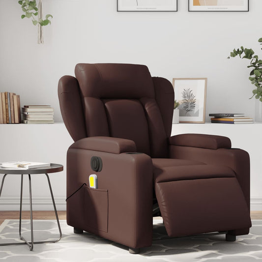 Massagestoel verstelbaar elektrisch kunstleer bruin is nu te koop bij PeponiXL, paradijselijk wonen!