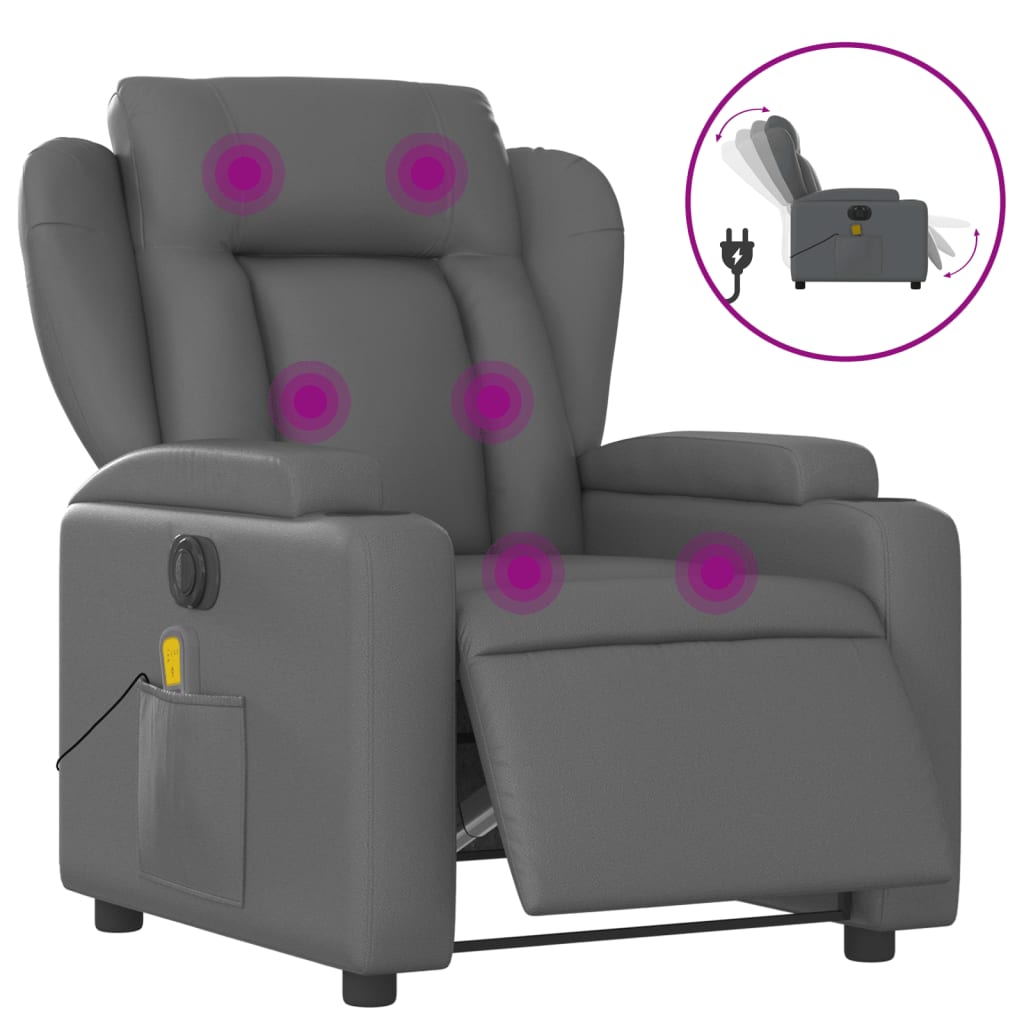 Massagestoel verstelbaar elektrisch kunstleer grijs is nu te koop bij PeponiXL, paradijselijk wonen!