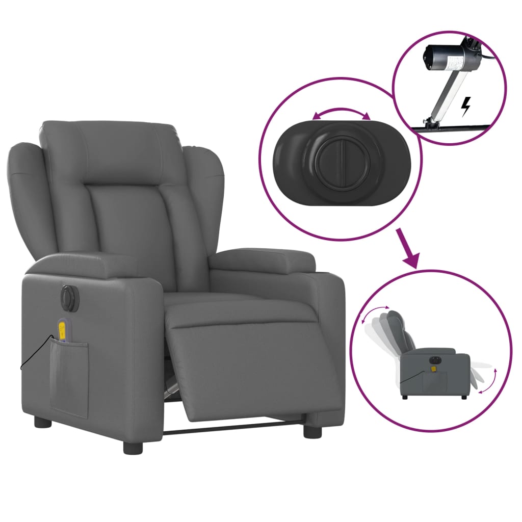 Massagestoel verstelbaar elektrisch kunstleer grijs is nu te koop bij PeponiXL, paradijselijk wonen!