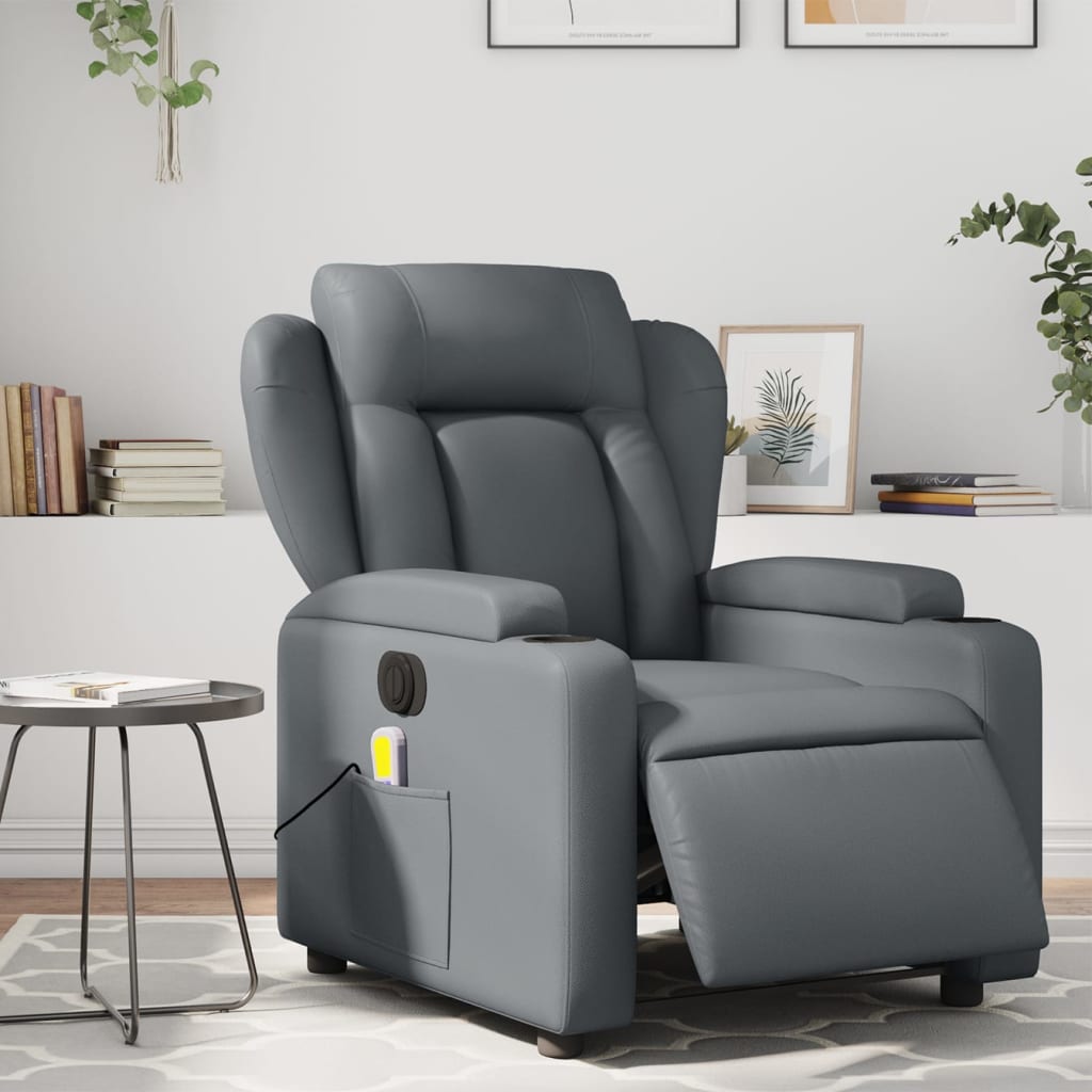 Massagestoel verstelbaar elektrisch kunstleer grijs is nu te koop bij PeponiXL, paradijselijk wonen!