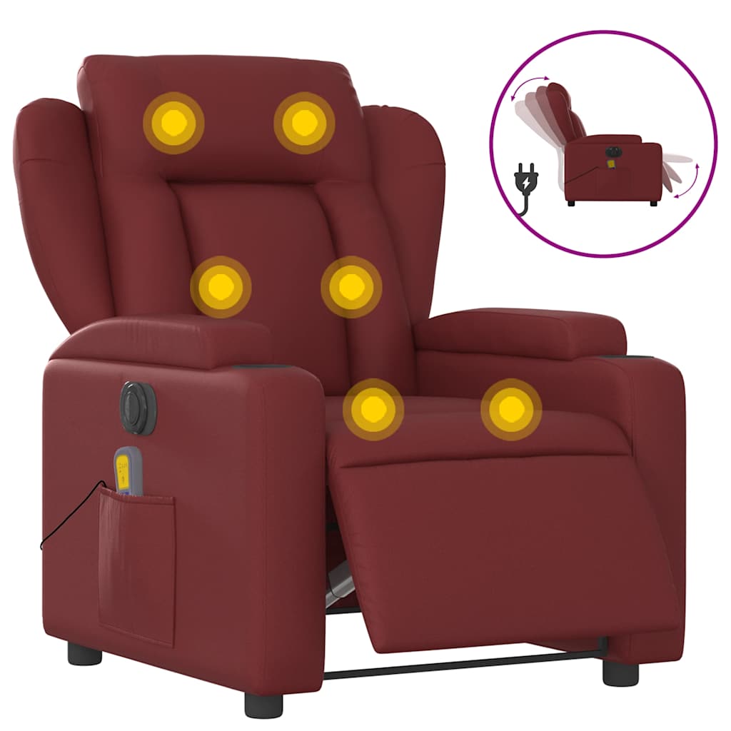 Massagestoel verstelbaar elektrisch kunstleer wijnrood is nu te koop bij PeponiXL, paradijselijk wonen!