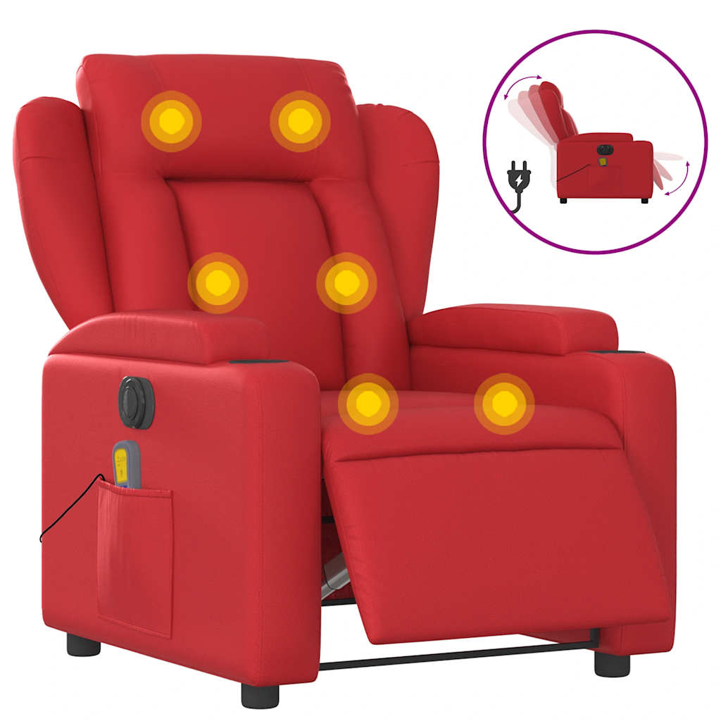Massagestoel verstelbaar elektrisch kunstleer rood is nu te koop bij PeponiXL, paradijselijk wonen!