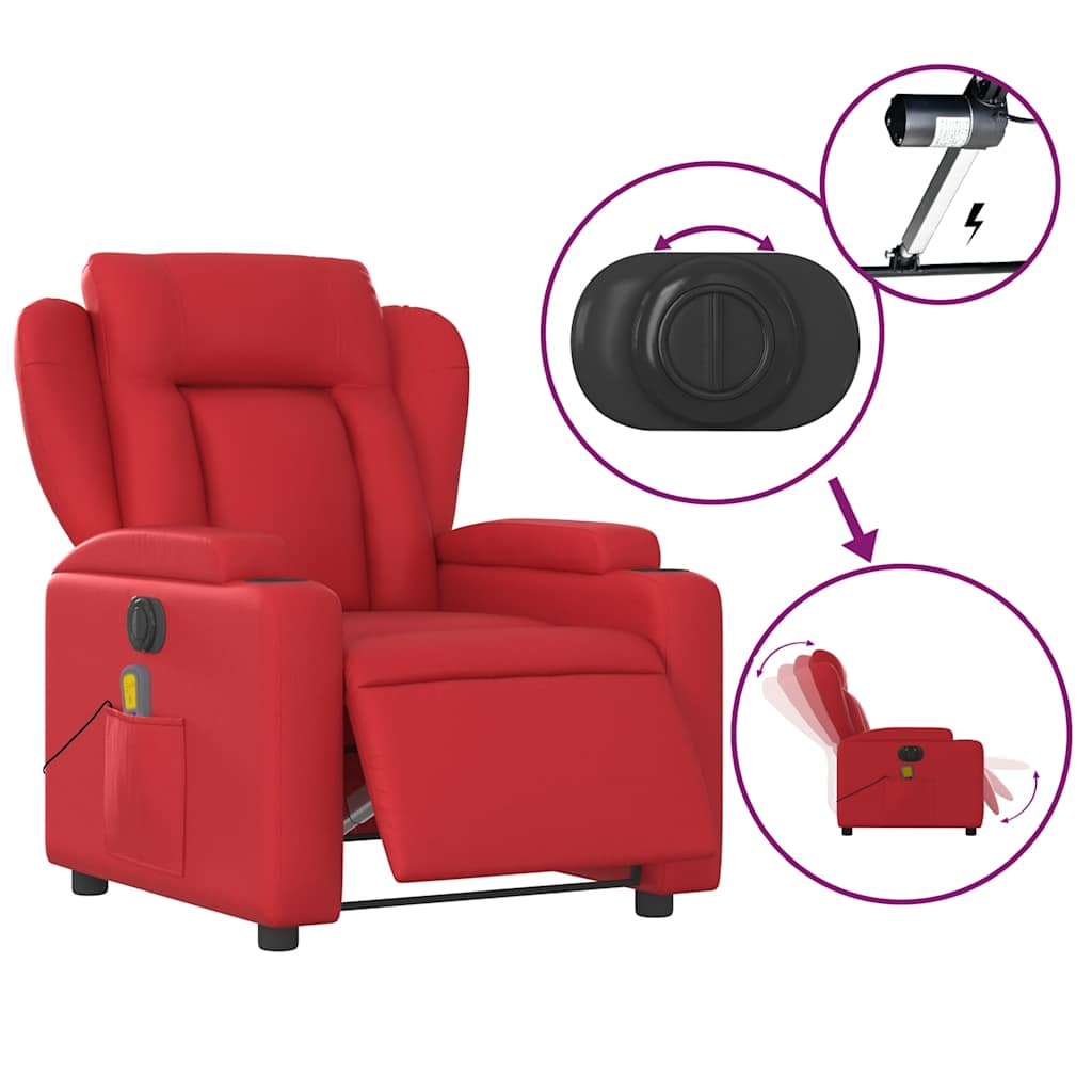Massagestoel verstelbaar elektrisch kunstleer rood is nu te koop bij PeponiXL, paradijselijk wonen!