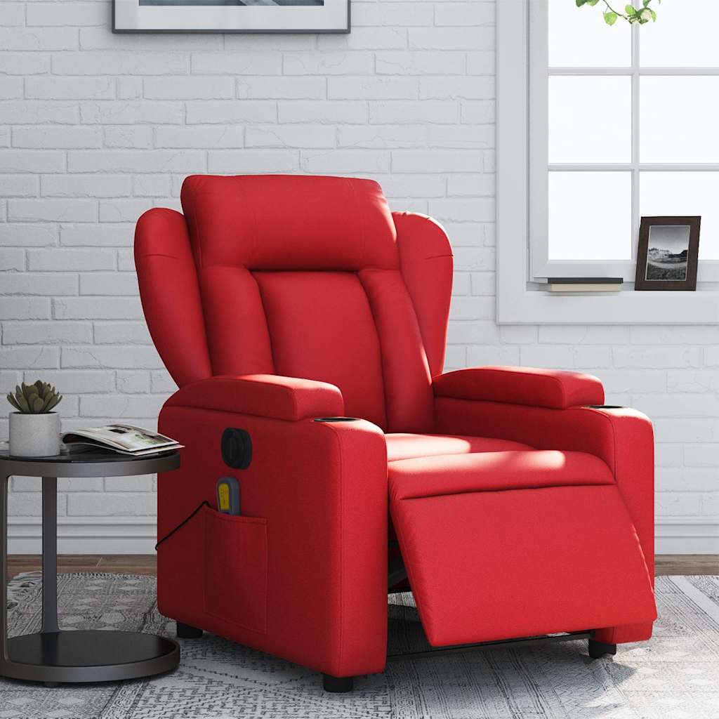 Massagestoel verstelbaar elektrisch kunstleer rood is nu te koop bij PeponiXL, paradijselijk wonen!
