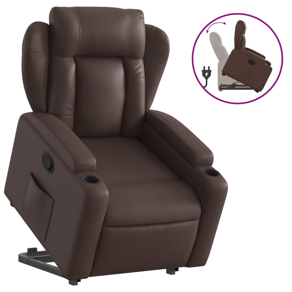 Sta-op-fauteuil verstelbaar kunstleer bruin is nu te koop bij PeponiXL, paradijselijk wonen!