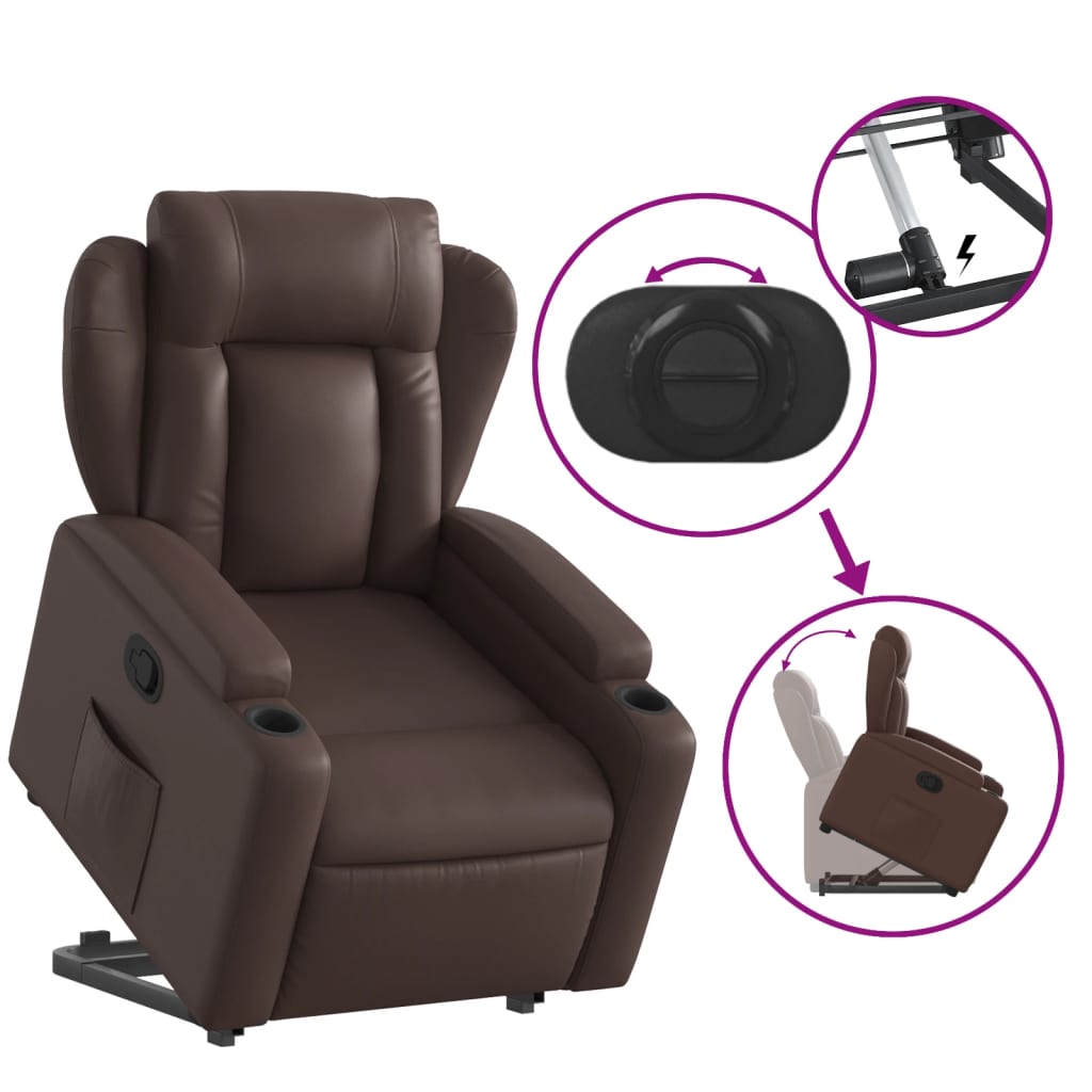 Sta-op-fauteuil verstelbaar kunstleer bruin is nu te koop bij PeponiXL, paradijselijk wonen!