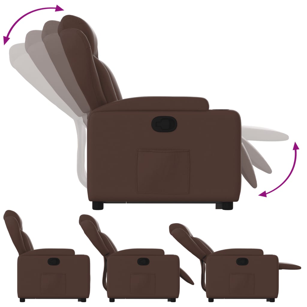 Sta-op-fauteuil verstelbaar kunstleer bruin is nu te koop bij PeponiXL, paradijselijk wonen!