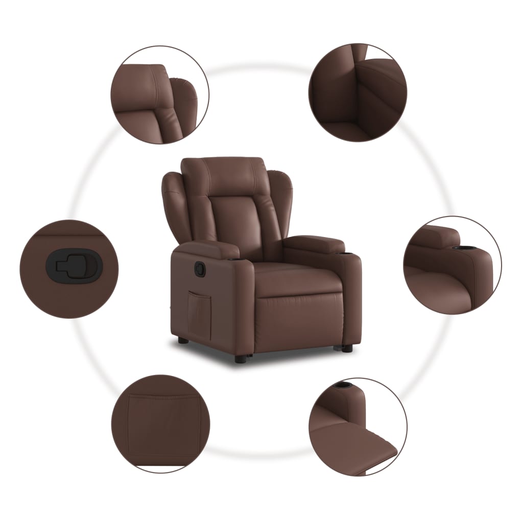 Sta-op-fauteuil verstelbaar kunstleer bruin is nu te koop bij PeponiXL, paradijselijk wonen!