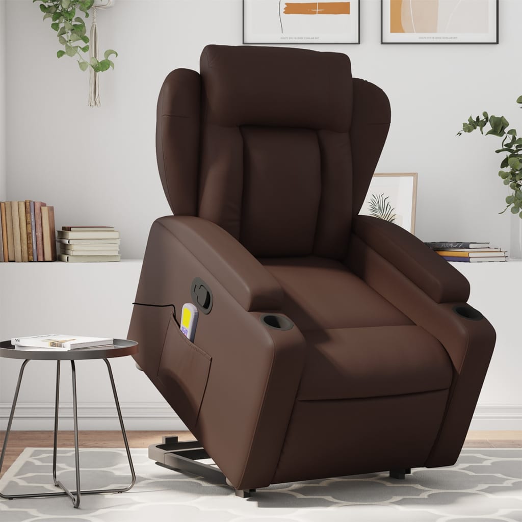 Sta-op-massagestoel verstelbaar kunstleer bruin is nu te koop bij PeponiXL, paradijselijk wonen!