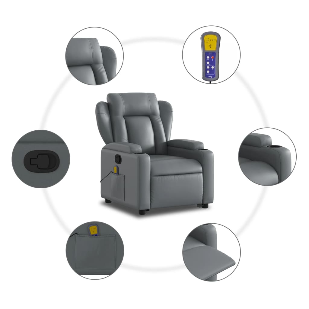 Sta-op-massagestoel verstelbaar kunstleer grijs is nu te koop bij PeponiXL, paradijselijk wonen!