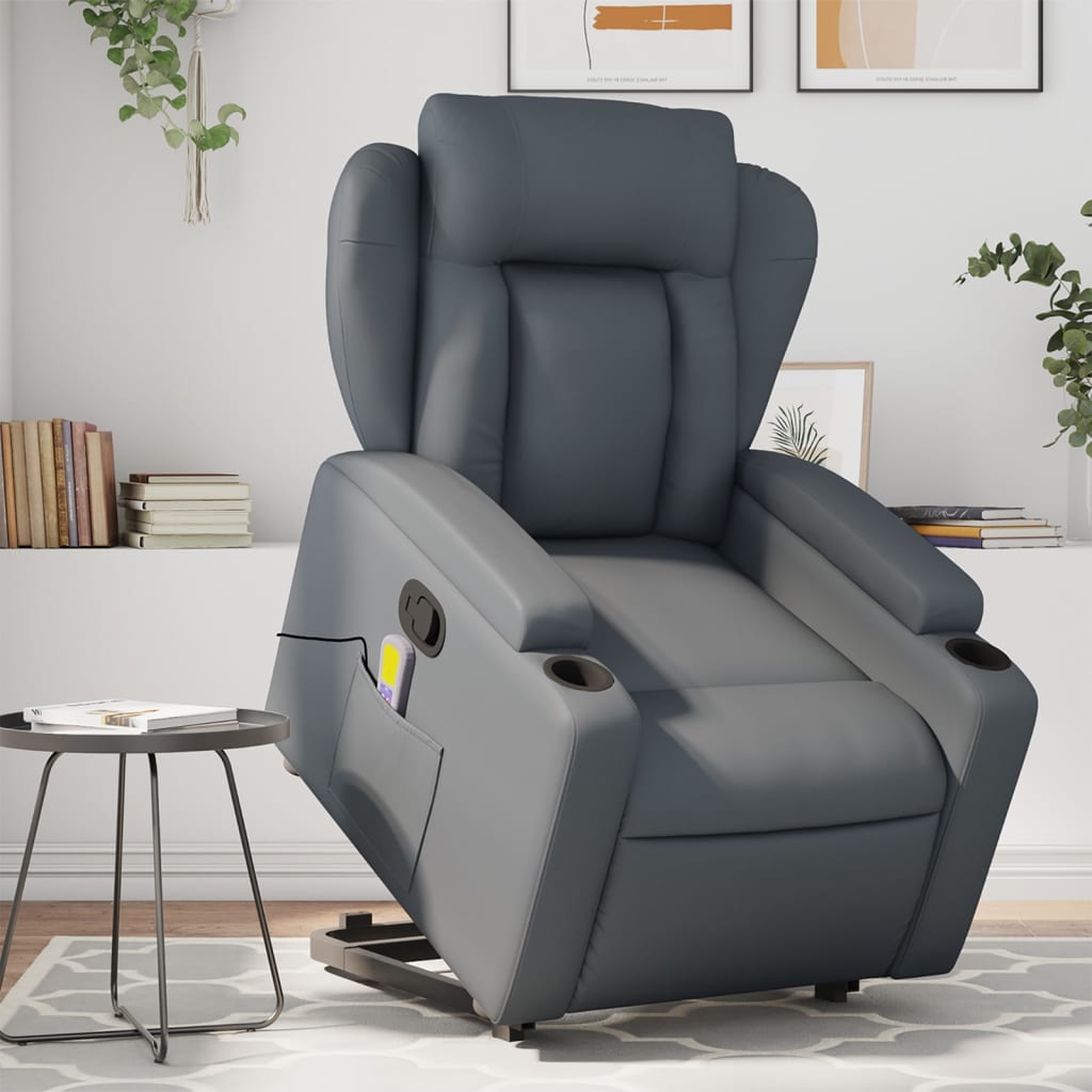 Sta-op-massagestoel verstelbaar kunstleer grijs is nu te koop bij PeponiXL, paradijselijk wonen!