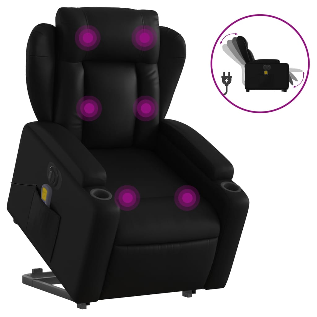 Sta-op-massagestoel elektrisch kunstleer zwart is nu te koop bij PeponiXL, paradijselijk wonen!