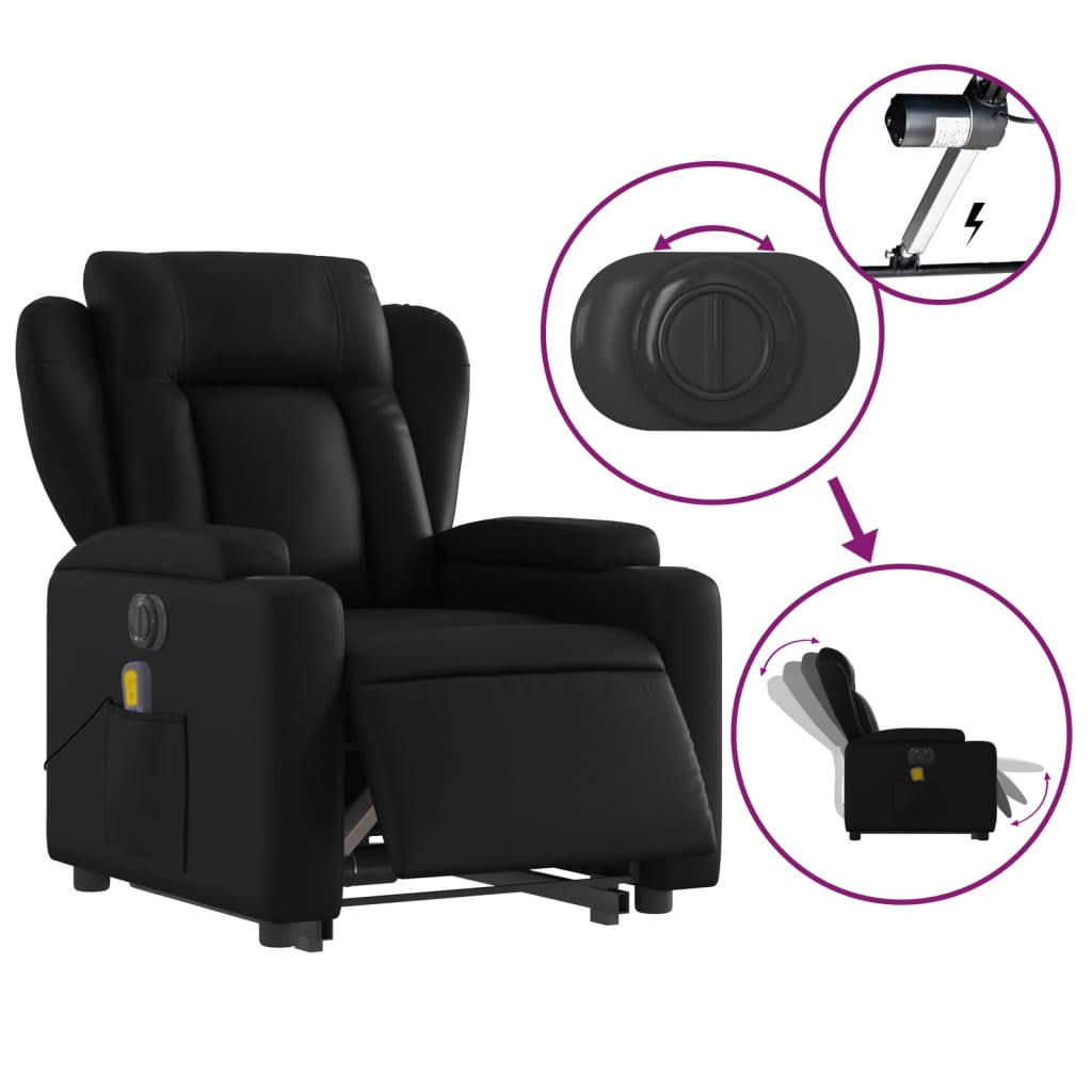 Sta-op-massagestoel elektrisch kunstleer zwart is nu te koop bij PeponiXL, paradijselijk wonen!