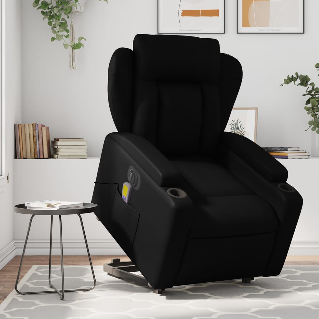 Sta-op-massagestoel elektrisch kunstleer zwart is nu te koop bij PeponiXL, paradijselijk wonen!