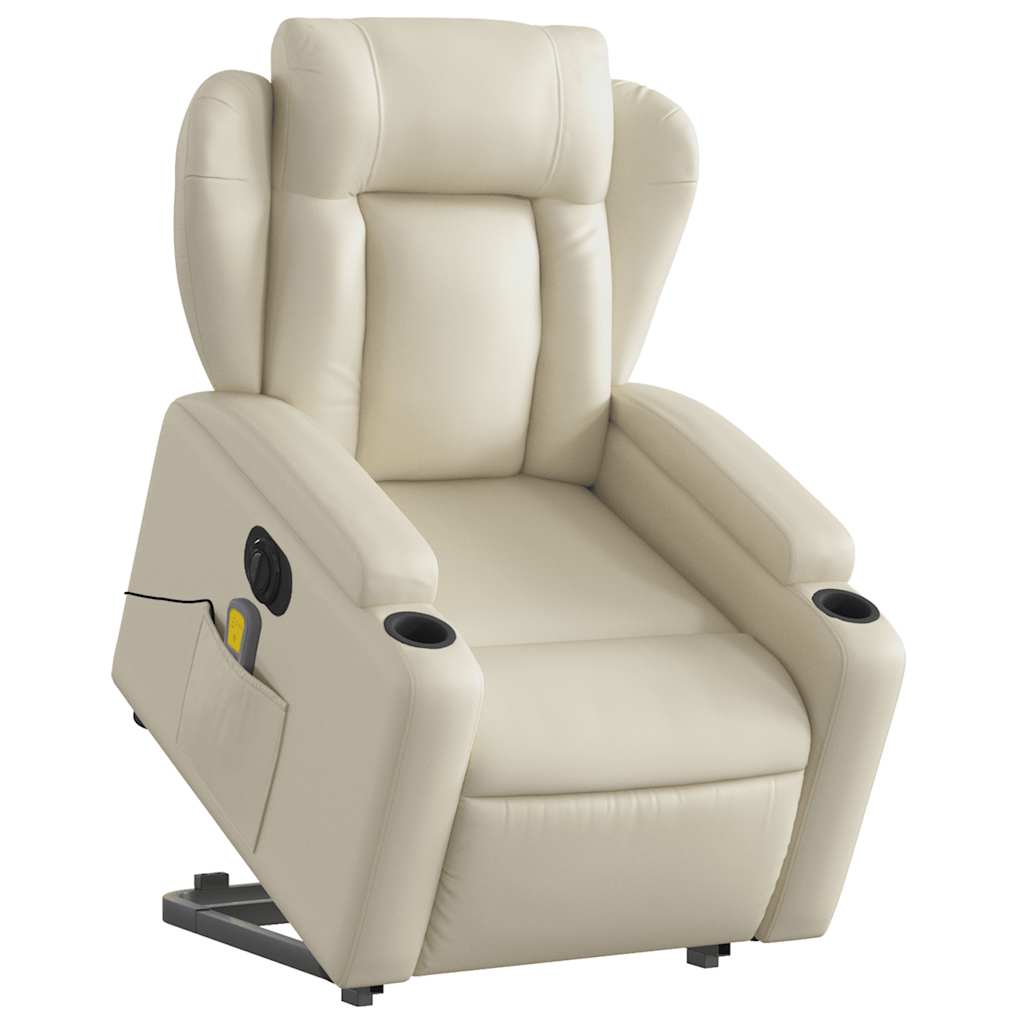 Sta-op-massagestoel elektrisch kunstleer crèmekleurig is nu te koop bij PeponiXL, paradijselijk wonen!