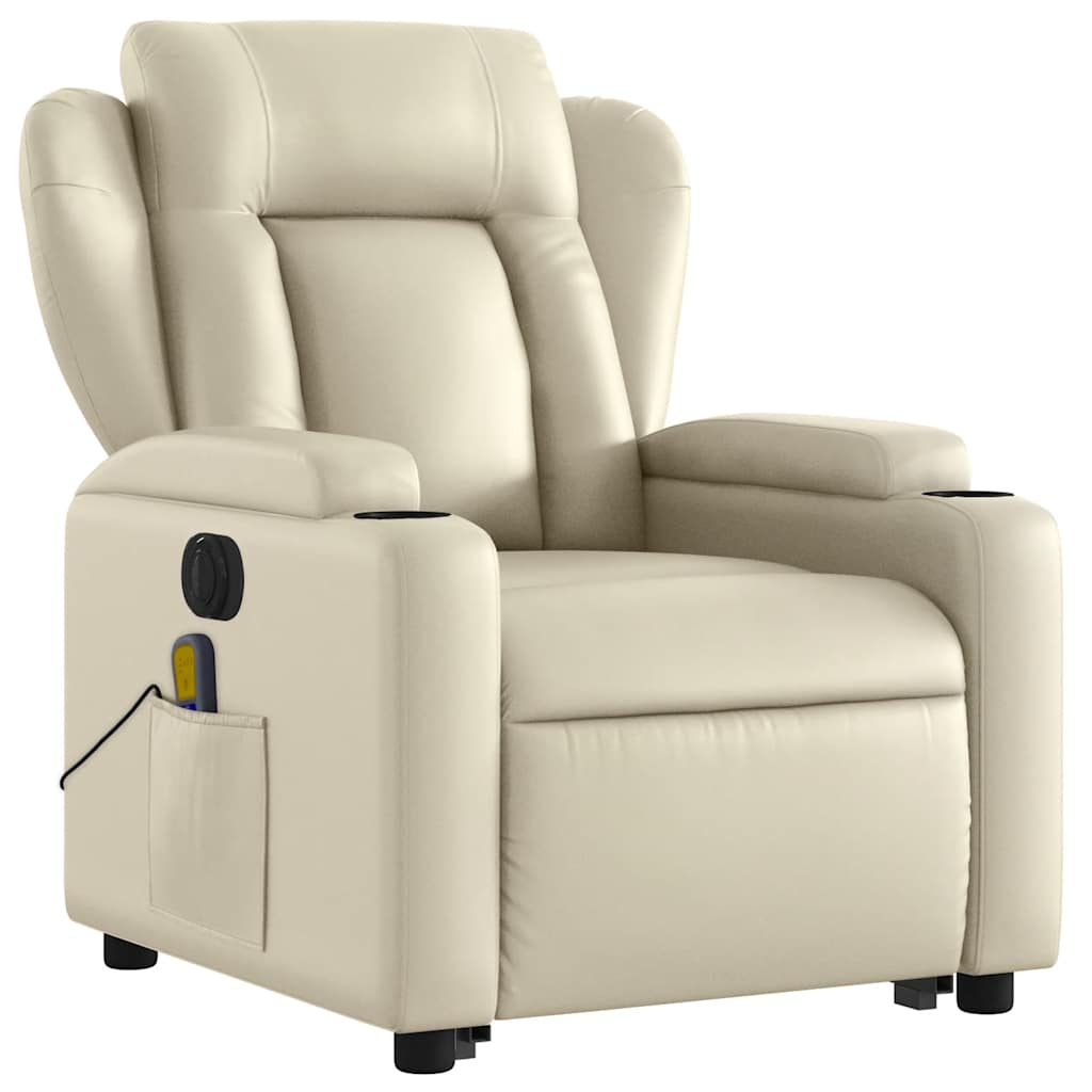 Sta-op-massagestoel elektrisch kunstleer crèmekleurig is nu te koop bij PeponiXL, paradijselijk wonen!