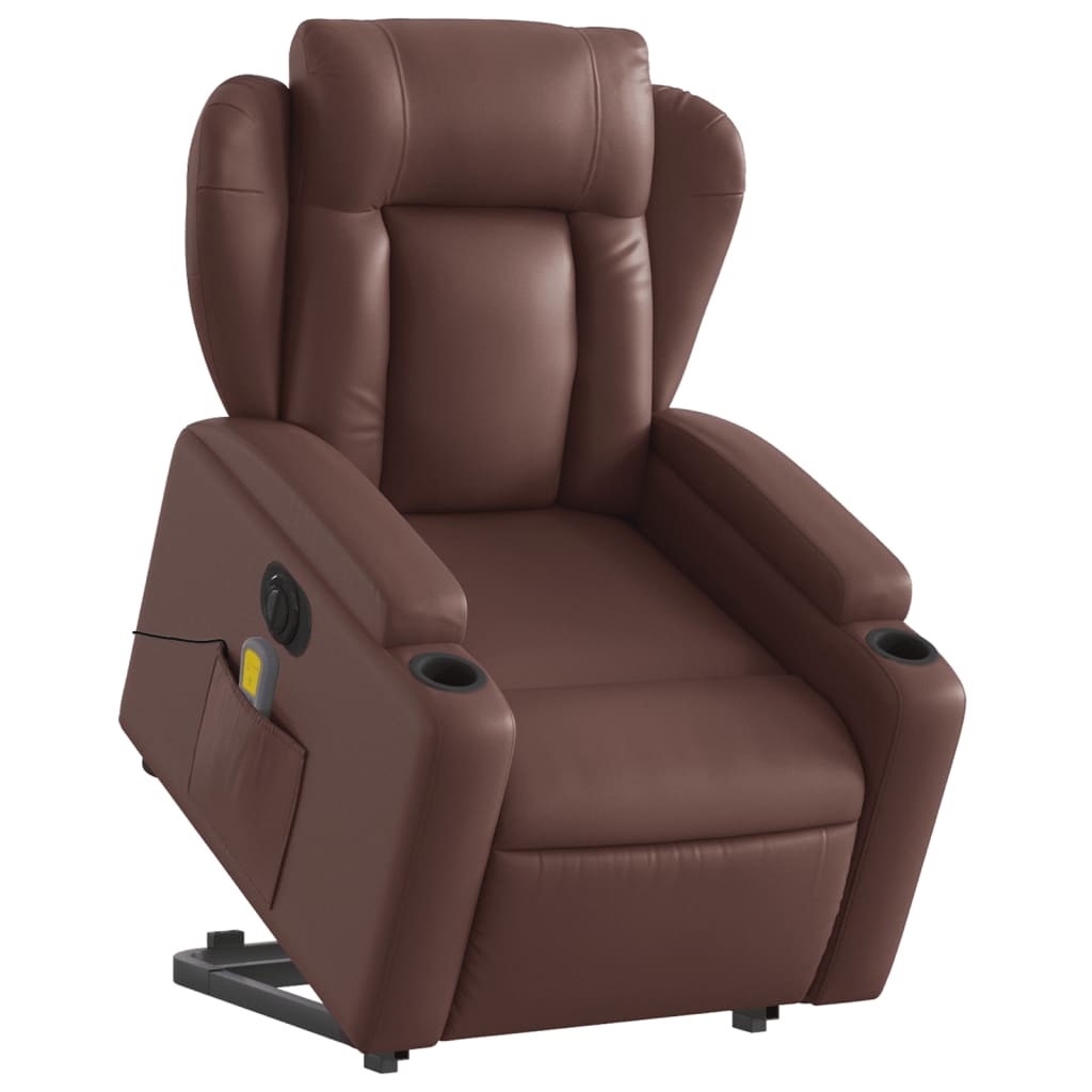 Sta-op-massagestoel elektrisch kunstleer bruin is nu te koop bij PeponiXL, paradijselijk wonen!