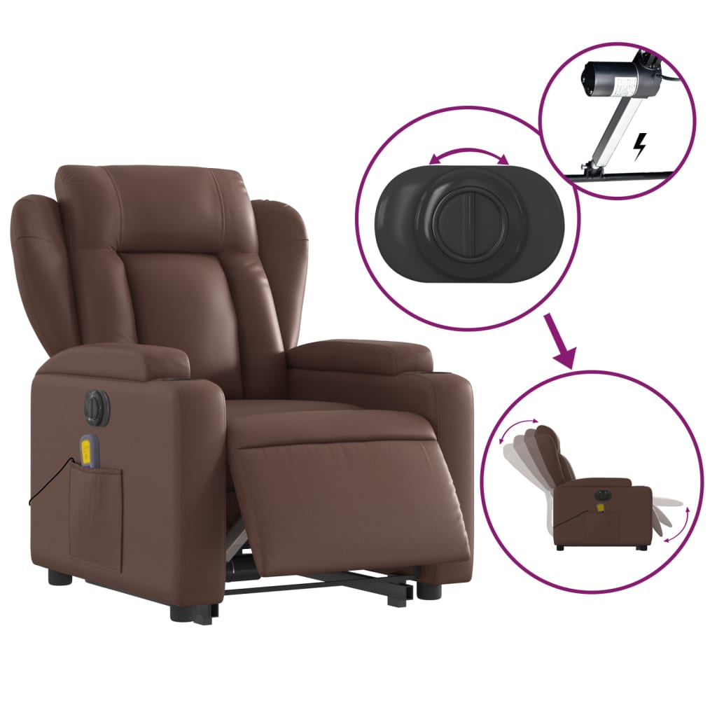 Sta-op-massagestoel elektrisch kunstleer bruin is nu te koop bij PeponiXL, paradijselijk wonen!