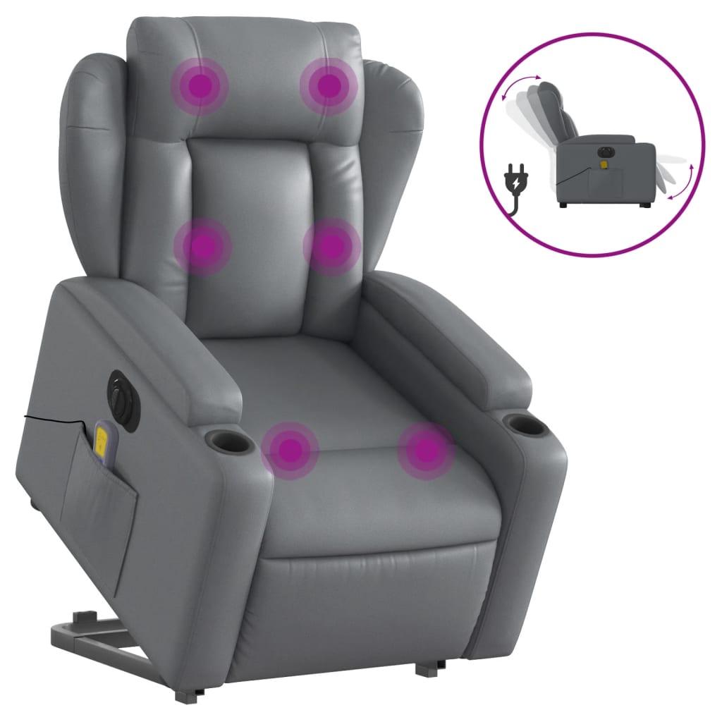Sta-op-massagestoel elektrisch kunstleer grijs is nu te koop bij PeponiXL, paradijselijk wonen!