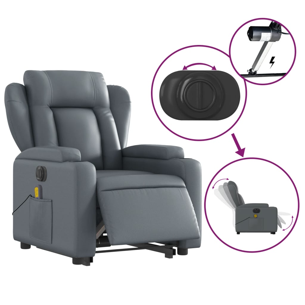 Sta-op-massagestoel elektrisch kunstleer grijs is nu te koop bij PeponiXL, paradijselijk wonen!