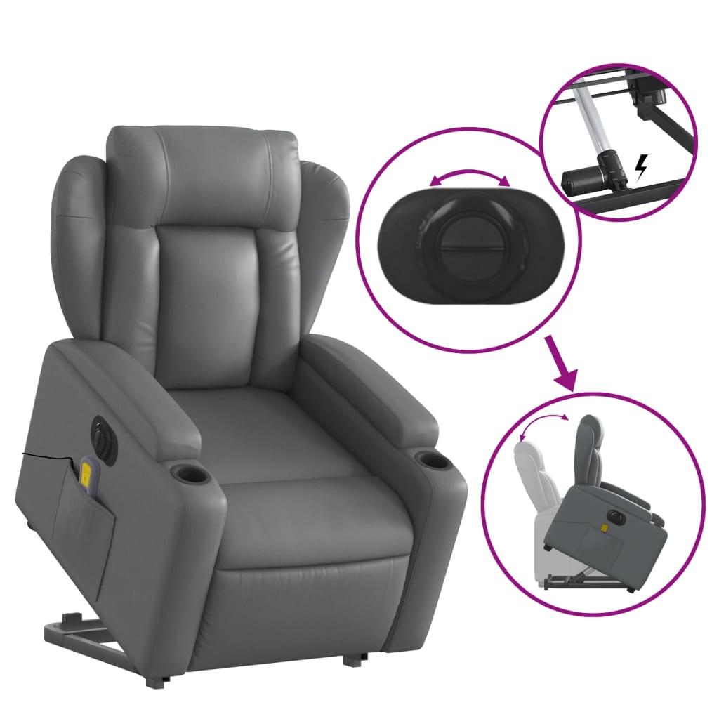 Sta-op-massagestoel elektrisch kunstleer grijs is nu te koop bij PeponiXL, paradijselijk wonen!