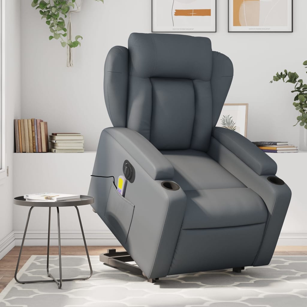 Sta-op-massagestoel elektrisch kunstleer grijs is nu te koop bij PeponiXL, paradijselijk wonen!