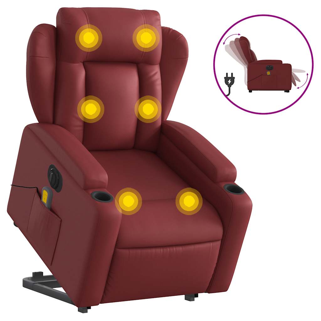 Sta-op-massagestoel elektrisch kunstleer wijnrood is nu te koop bij PeponiXL, paradijselijk wonen!