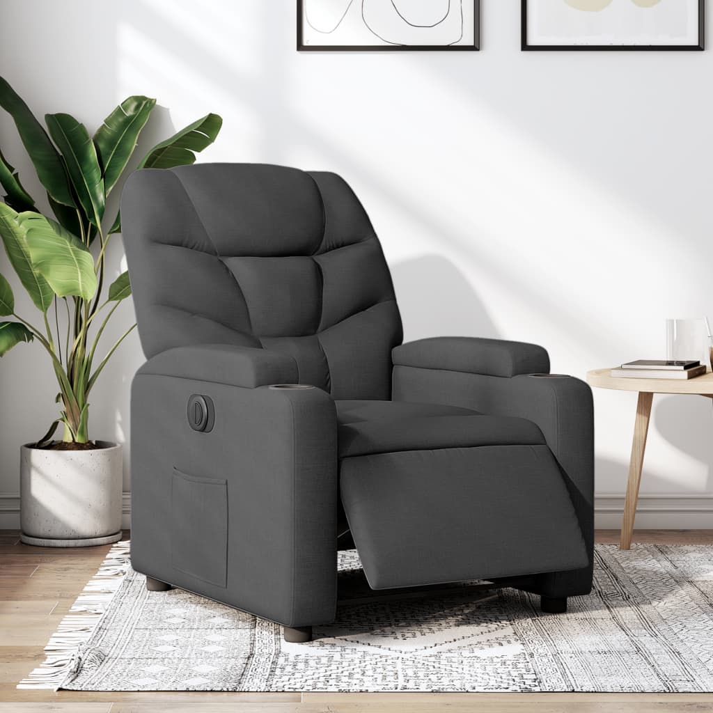 Fauteuil elektrisch verstelbaar stof donkergrijs is nu te koop bij PeponiXL, paradijselijk wonen!