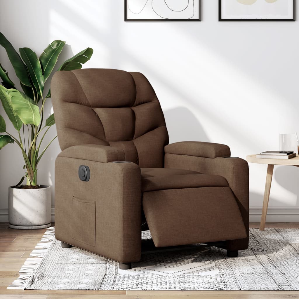 Fauteuil verstelbaar elektrisch stof bruin is nu te koop bij PeponiXL, paradijselijk wonen!