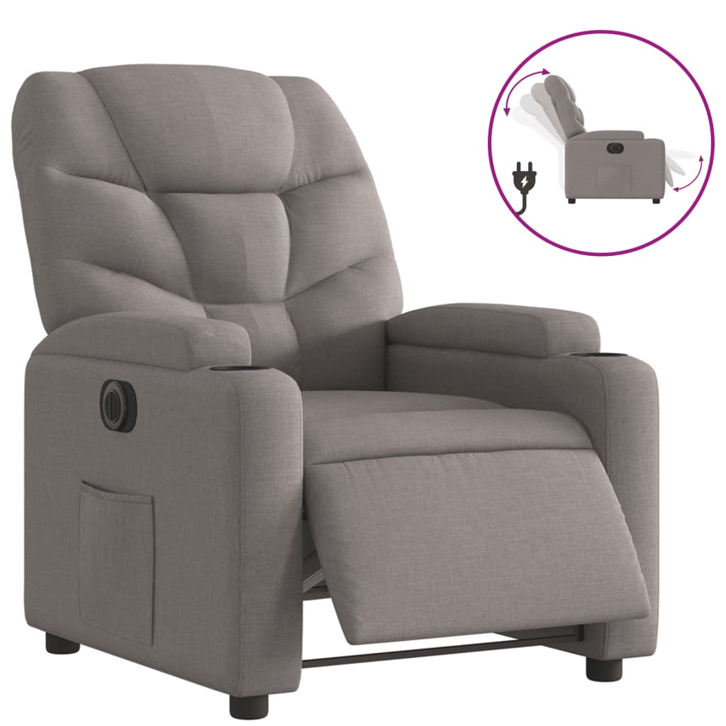 Fauteuil verstelbaar elektrisch stof taupe is nu te koop bij PeponiXL, paradijselijk wonen!