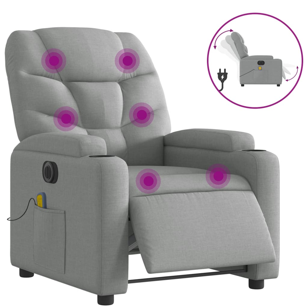 Massagestoel elektrisch verstelbaar stof lichtgrijs is nu te koop bij PeponiXL, paradijselijk wonen!