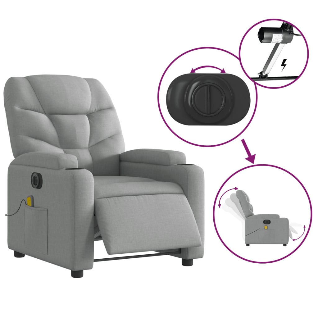 Massagestoel elektrisch verstelbaar stof lichtgrijs is nu te koop bij PeponiXL, paradijselijk wonen!