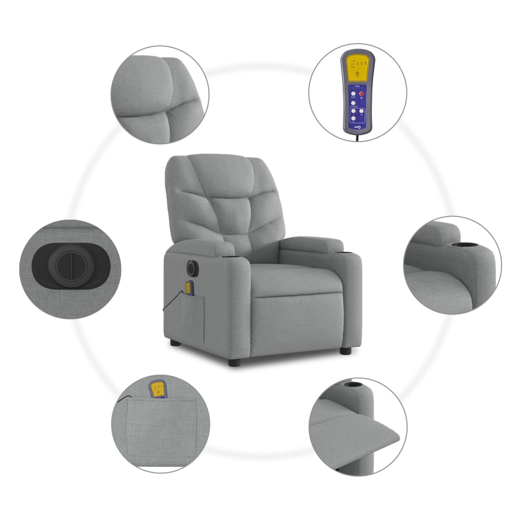 Massagestoel elektrisch verstelbaar stof lichtgrijs is nu te koop bij PeponiXL, paradijselijk wonen!