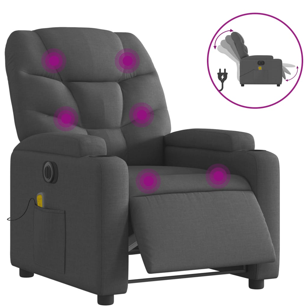Massagestoel elektrisch verstelbaar stof donkergrijs is nu te koop bij PeponiXL, paradijselijk wonen!