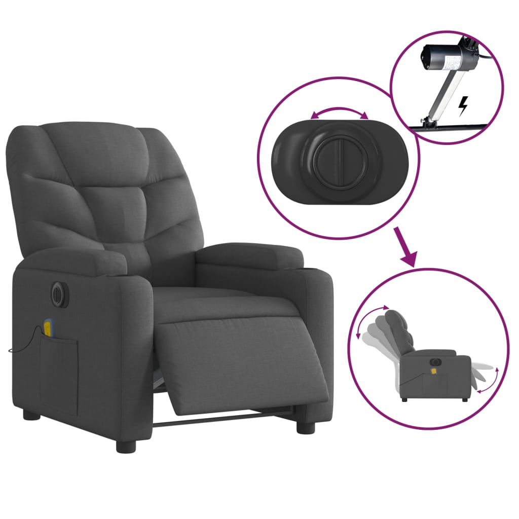 Massagestoel elektrisch verstelbaar stof donkergrijs is nu te koop bij PeponiXL, paradijselijk wonen!