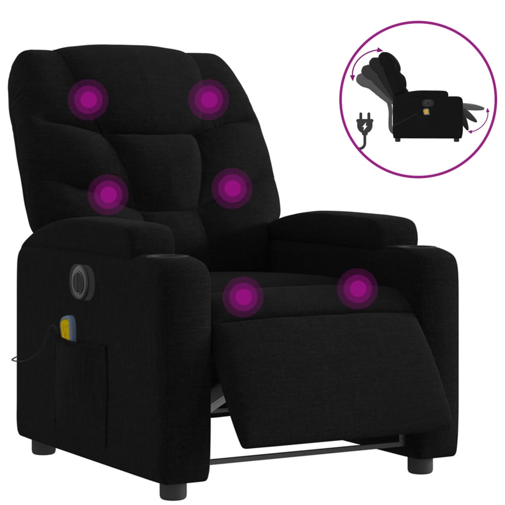 Massagestoel elektrisch verstelbaar stof zwart is nu te koop bij PeponiXL, paradijselijk wonen!